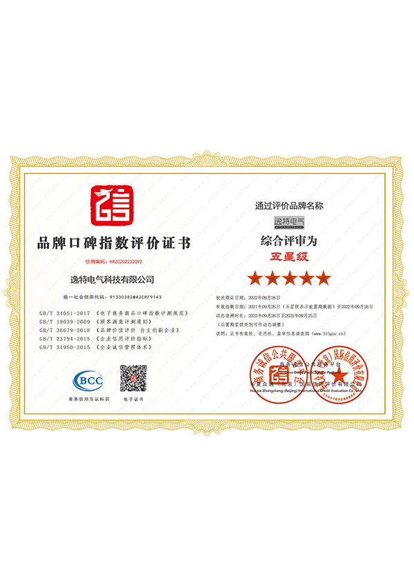 Brand Reputation Index Evaluation Certificate